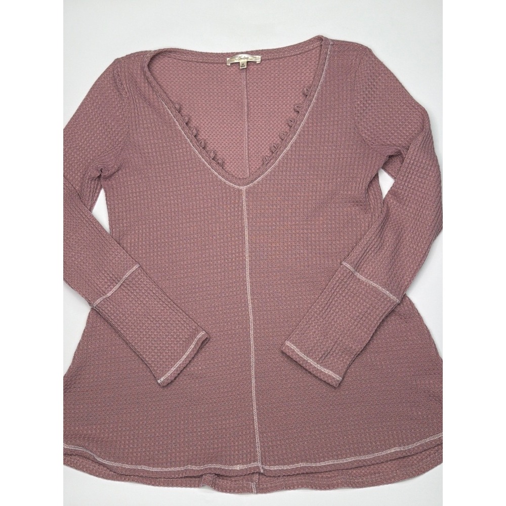 Andree by Unit Mauve Waffle Knit V Neck Long Sleeve Tunic Top M‎